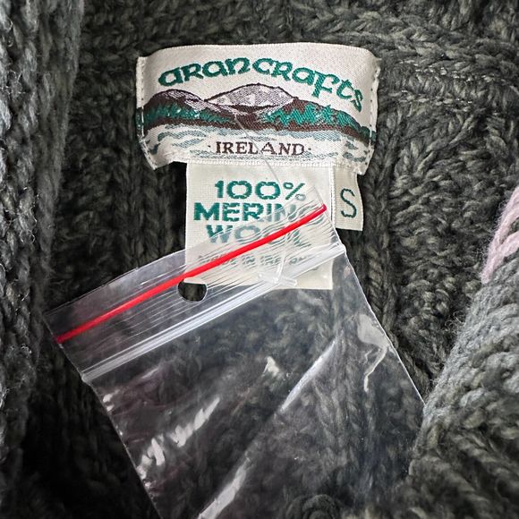 Aran Crafts Merino Fair Isle Zip Cardigan Sweater Women’s Small Green Hood New - Picture 6 of 9